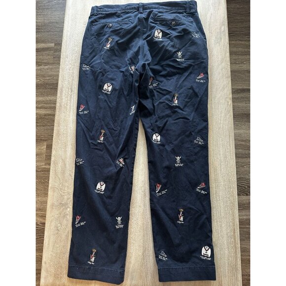 Polo Ralph Lauren Navy Blue Embroidered College Bear Straight Stretch Fit 32X30 - Picture 9 of 12